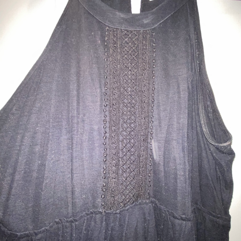 Old Navy Black Halter Top with Embroidered Detail